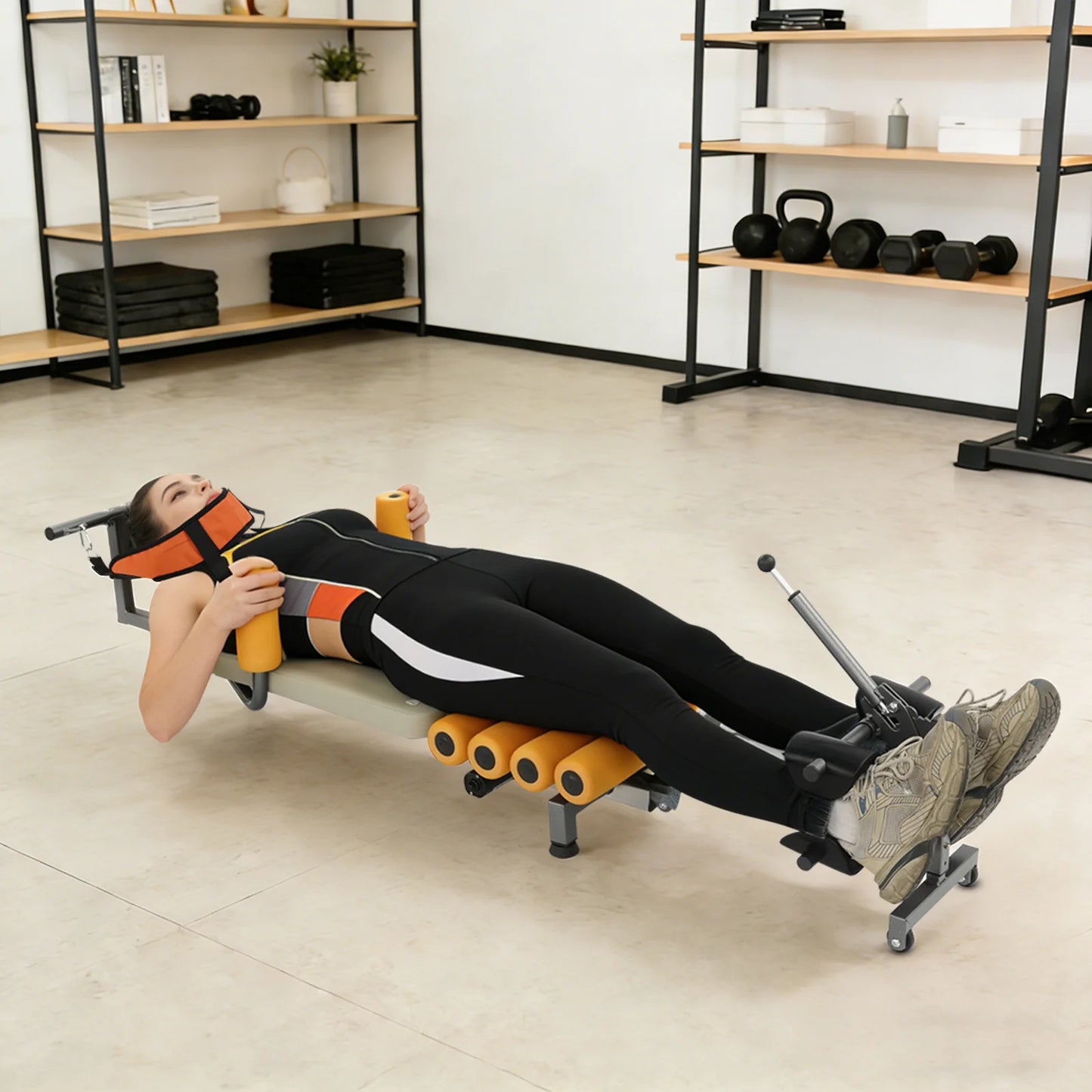 Electric Stretching Bench, Adjustable Back Stretching Machine with Remote Control & 8 Gears Length for Neck Back Relief