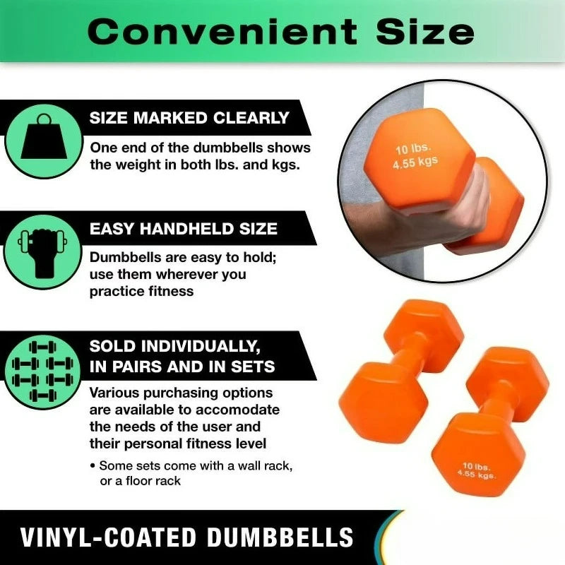 Vinyl-Coated Iron Dumbbell, Green, 3 lb, 1 Each