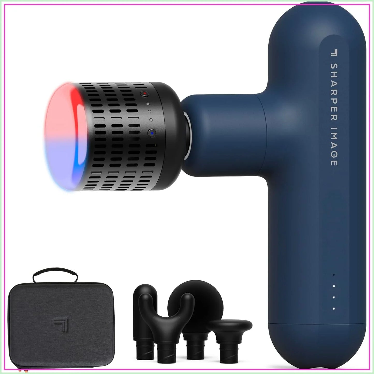 Deep Tissue Percussion Massage Gun, Hot & Cold Rechargeable Handheld Massager, 4 Speeds, 5 Heads, Carrying Case, Muscle Pain Relief