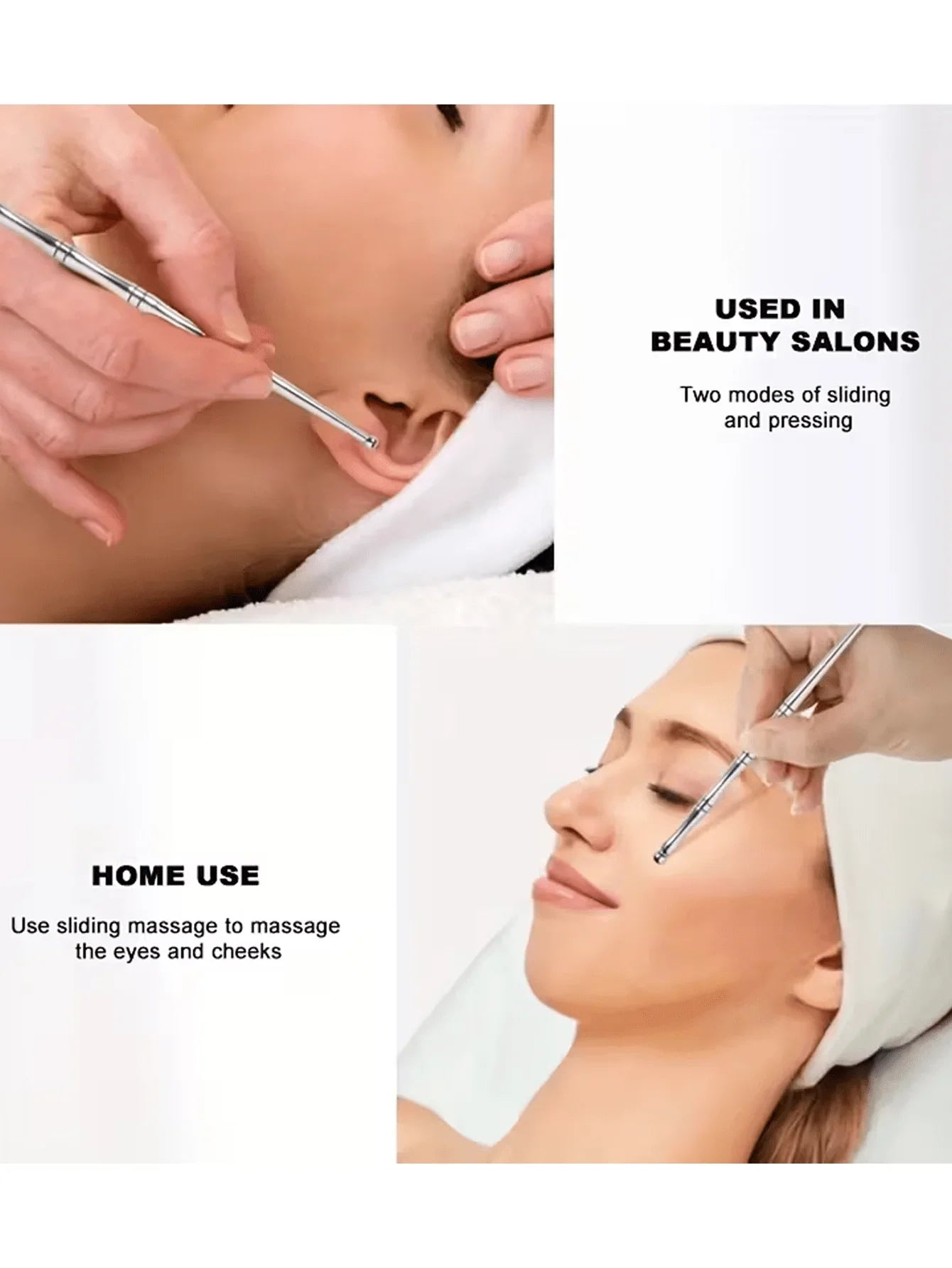 1pc Stainless Steel Acupressure Massage Pen, For Muscle Tension, Manual Stick, No Plastic Material, Suitable For Eyes, Face, Fee