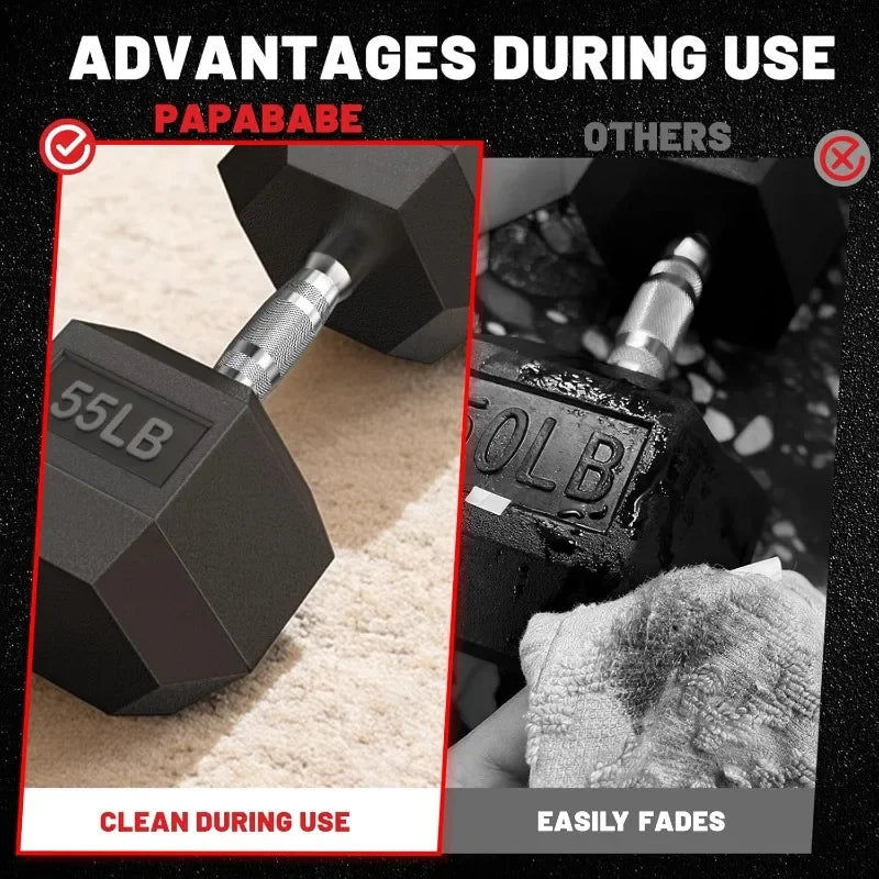 PAPABABE Hex Dumbbell Sets with Rack, 60-550lb Rubber Coated Dumbbell Weight Set and Storage Rack, Multiple