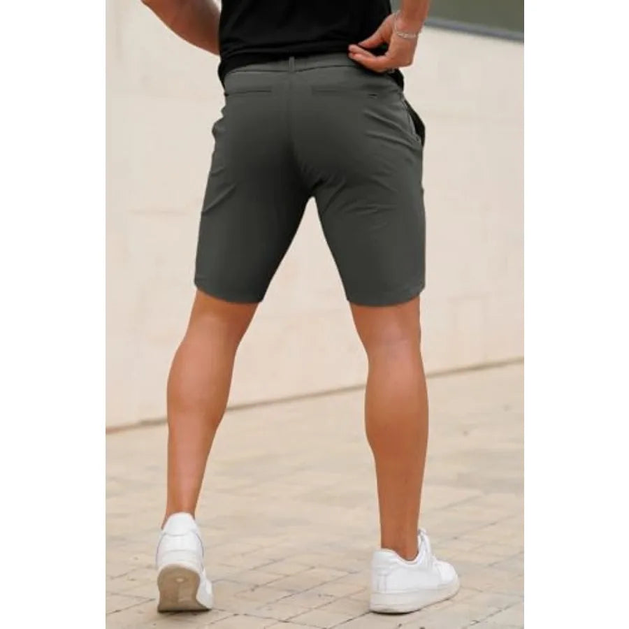 Mens Casual Dress Shorts Stretch Slim Fit Quick Dry 9 Inch Inseam