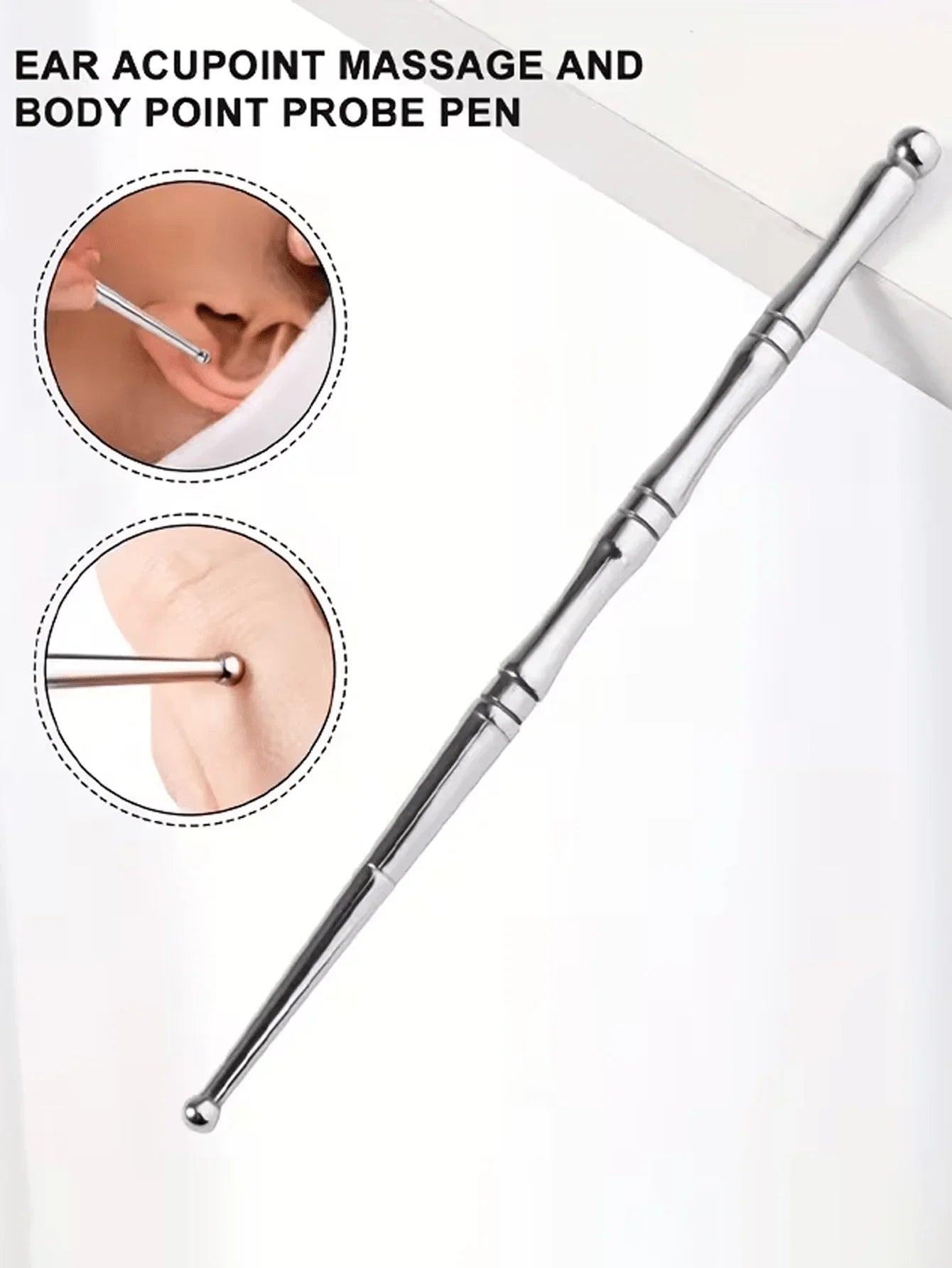 1pc Stainless Steel Acupressure Massage Pen, For Muscle Tension, Manual Stick, No Plastic Material, Suitable For Eyes, Face, Fee