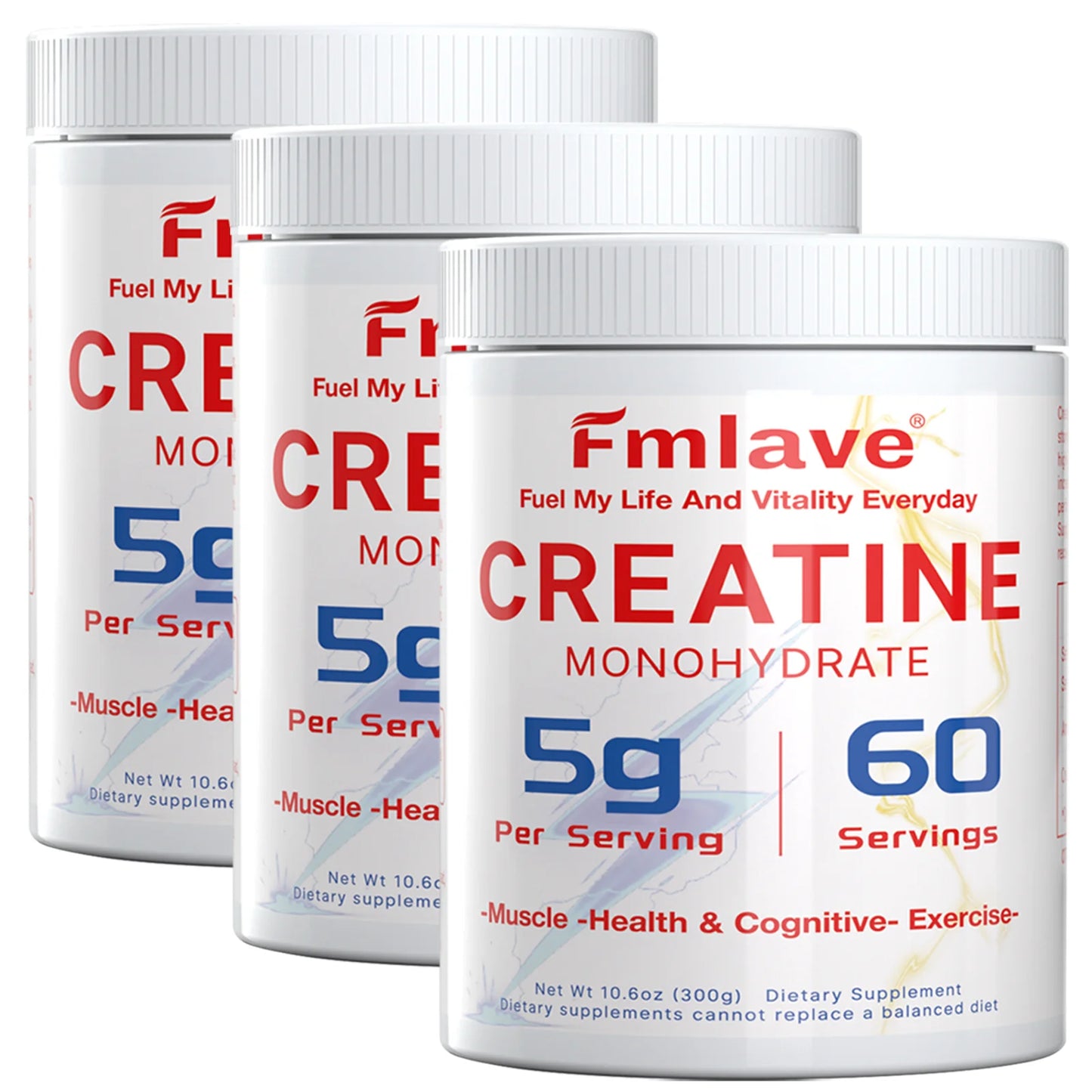Fmlave Creatine Monohydrate Micronized Powder 300g - 60 Servings, 5000mg Per Serving (5g) - for Men & Women Muscle Growth & Recovery