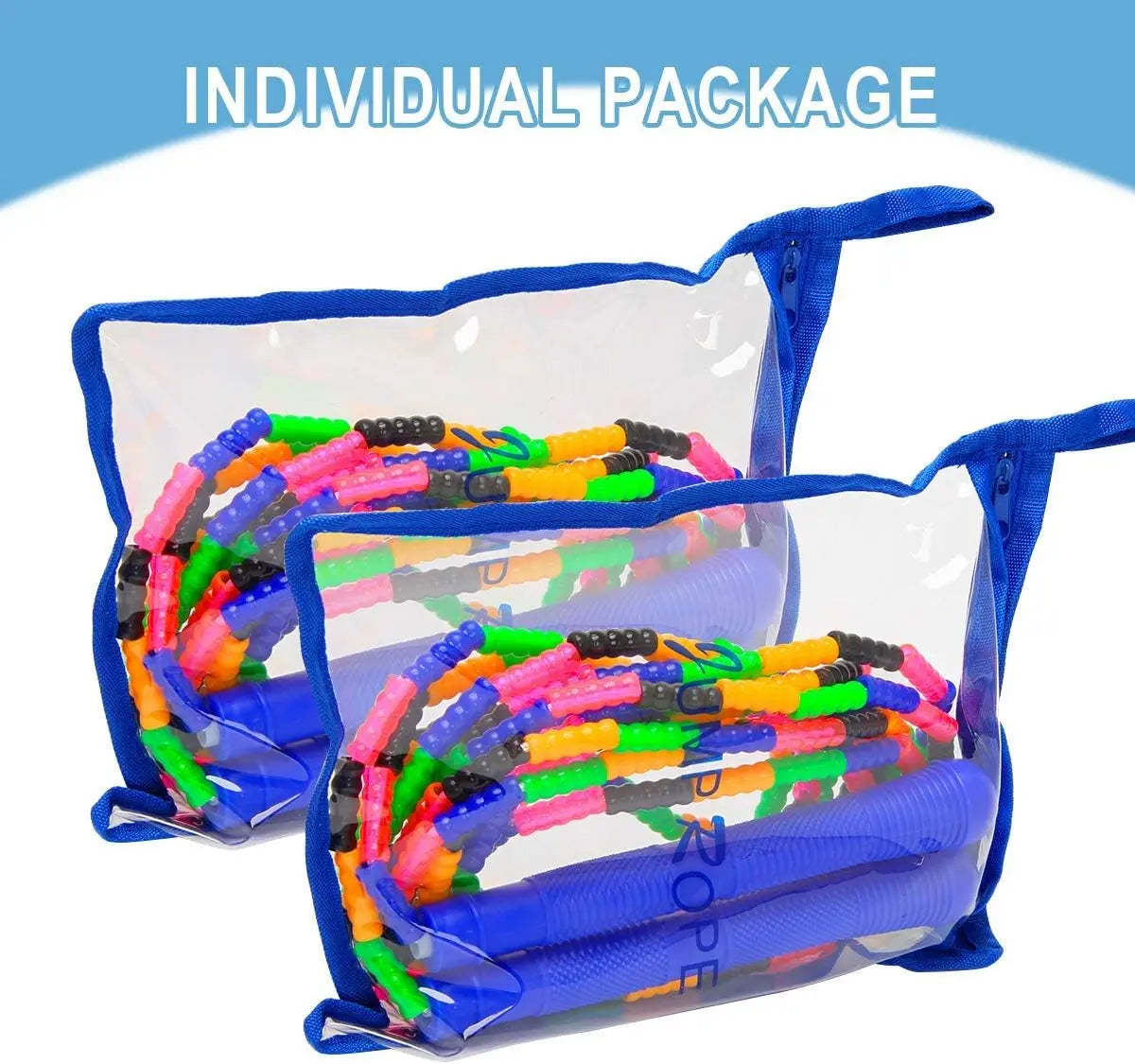 16FT Long Jump Rope 2 Pack, Double Dutch Beaded Skipping Rope for Kids Adults, Adjustable up to 17.2FT
