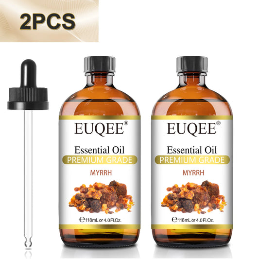 EUQEE 2PCS Premium Essential Oil Gift Set For Soap & Candle Making 118ml Myrrh Spearmint Catnip Lavender Aromatherapy Essential Oil For Diffuser