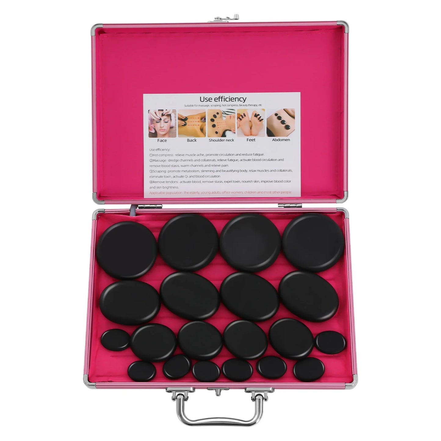 Professional Hot Stone Massage Kit, 20pcs Volcanic Basalt Stones with 110V Heater Box, Spa Therapy Set for Deep Relaxation