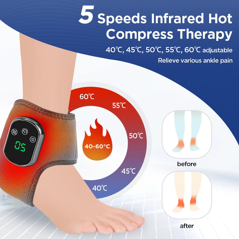 Electric Heating Foot Ankle Massager with Vibration Ankle Wrap Support Hot Compress for Joint Protection Foot Protector