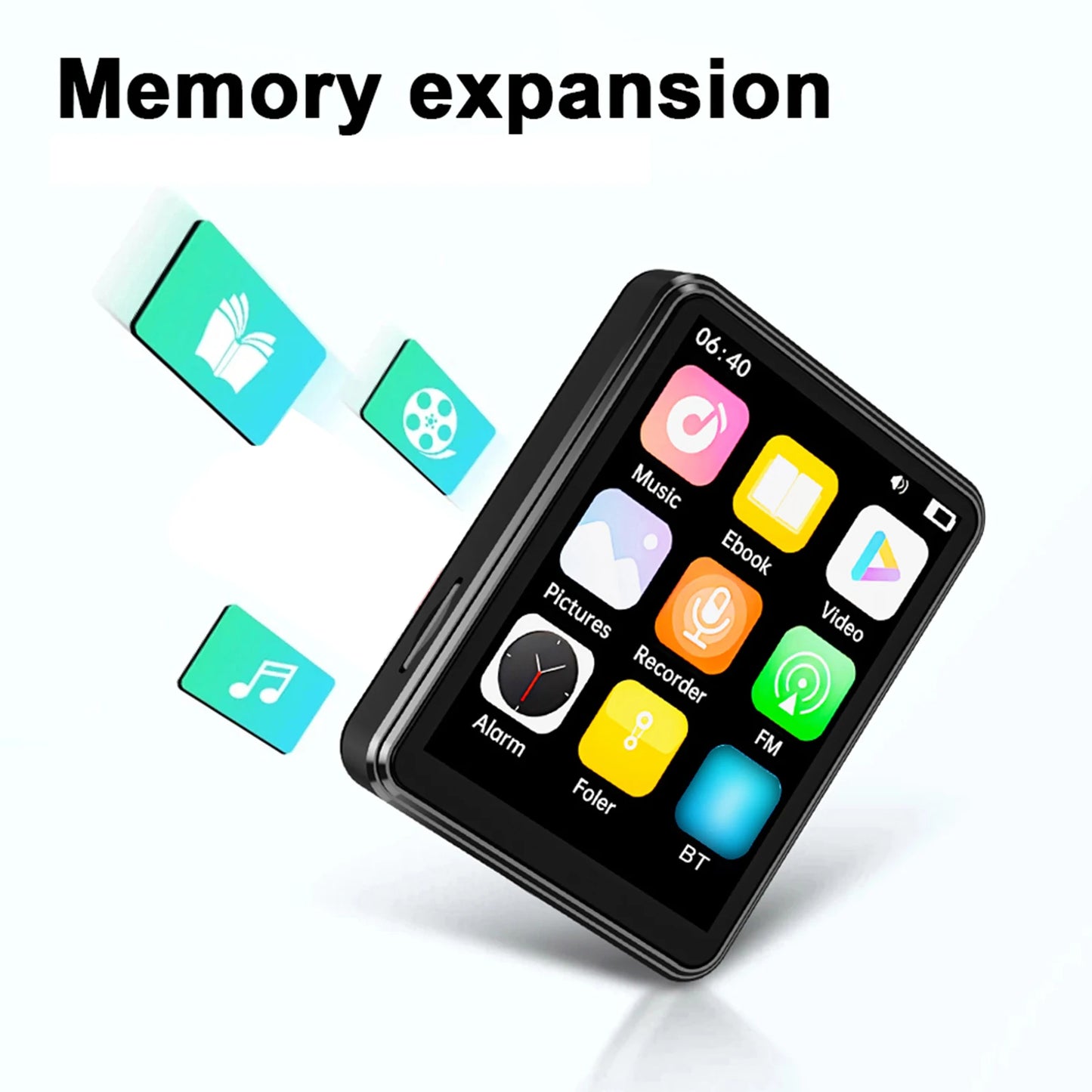 2.4 Inch Full Touch Screen MP3 MP4 Player with Speaker BT with Built in Speaker TF Card Expansion Supports for E-book Reading
