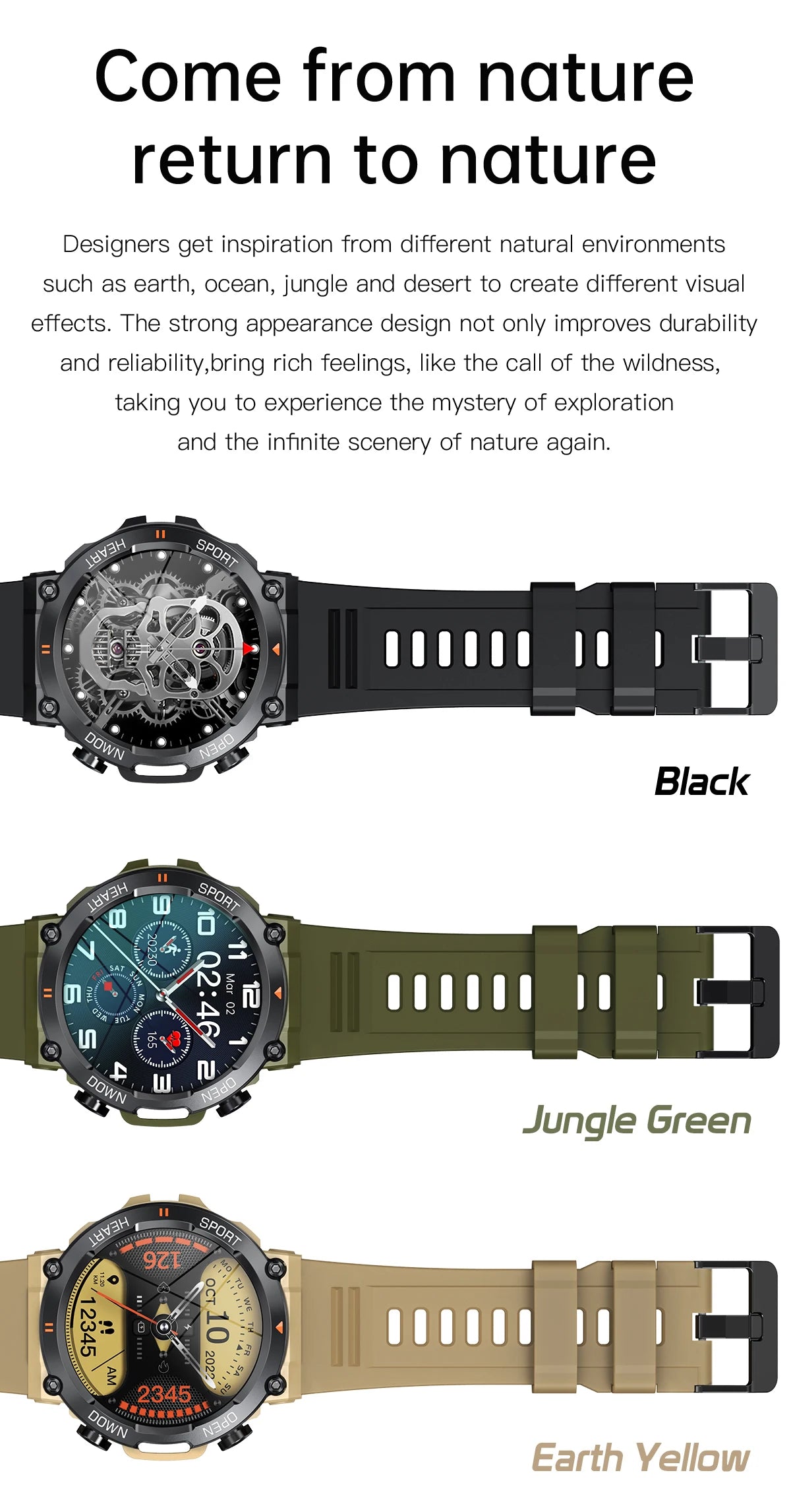 SENBONO Men's Smart Watch  Big Screen Bluetooth Call 400mAh Military Outdoor Sports Fitness Tracker Smartwatch Men Women K56