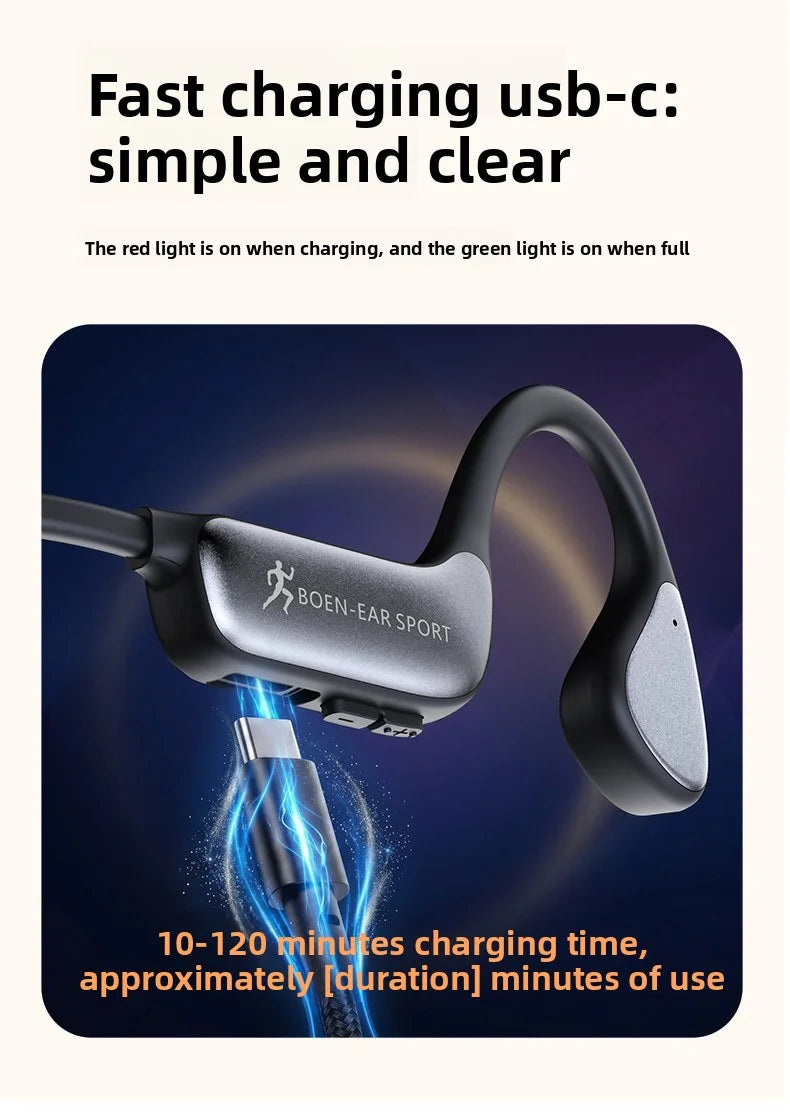 Bone Conduction Wireless Bluetooth Headphones Bluetooth 6.0 Sport Earphones Water And Sweat Proof Headset HD Call  Bluetooth Headphones With Mic