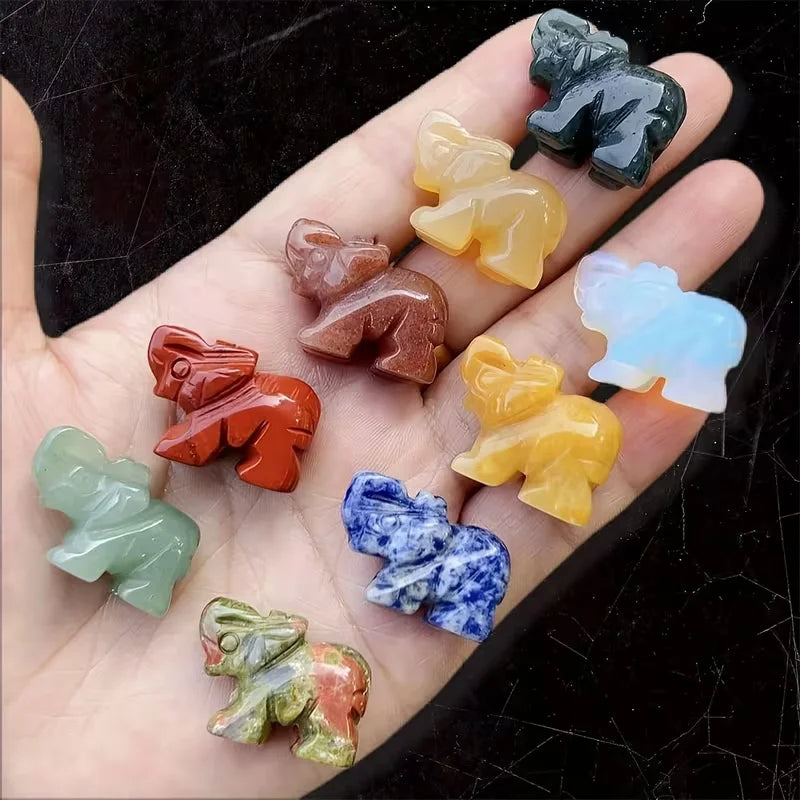 Random style 3pcs natural crystal animal carving ornaments, original mineral specimens, mini home decoration ornaments, high-quality and exquisite holiday gift handicrafts