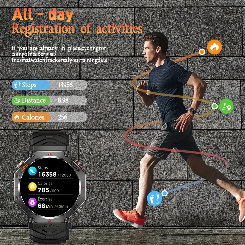 SENBONO GPS Smart Watch Men Built-in GPS Bluetooth Call AI GPT Fitness Tracker Waterproof Military Sports Smartwatch for Men