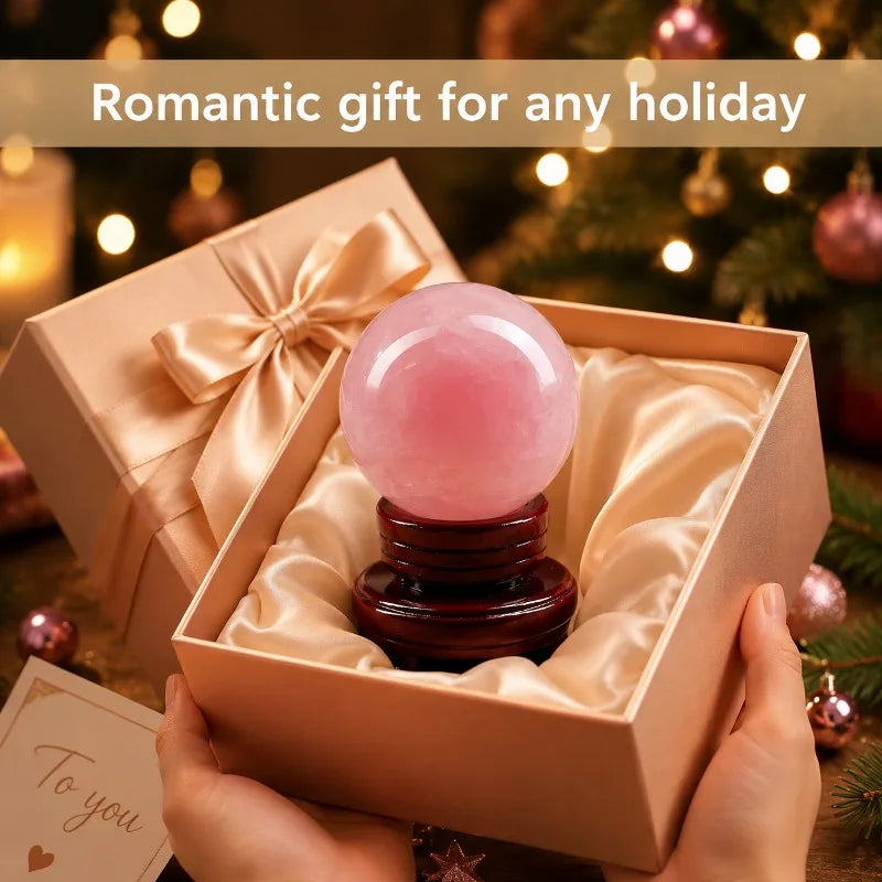 1 beautiful polished rose quartz crystal ball, random style, pink rose quartz ball, mineral collectible, perfect home collection art decoration, unique holiday gift, ideal choice for crystal enthusiasts