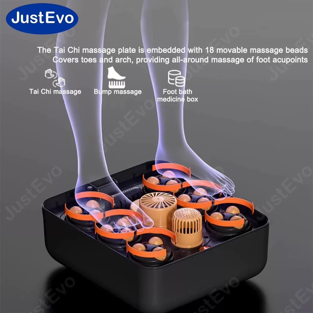 Smart Remote Foot Spa Massager, Foldable Soaking Tub With 18 Tai Chi Beads, Turbo Heating & Safe Separation Basin