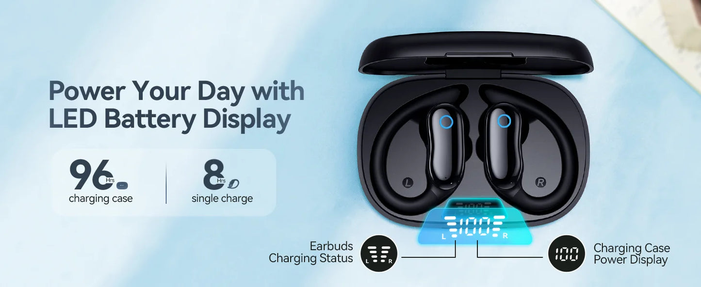 Active Noise Cancelling Ear Buds AI Translation Wireless Earbuds 96hrs Playback Bluetooth Headphones with Earhooks Microphone
