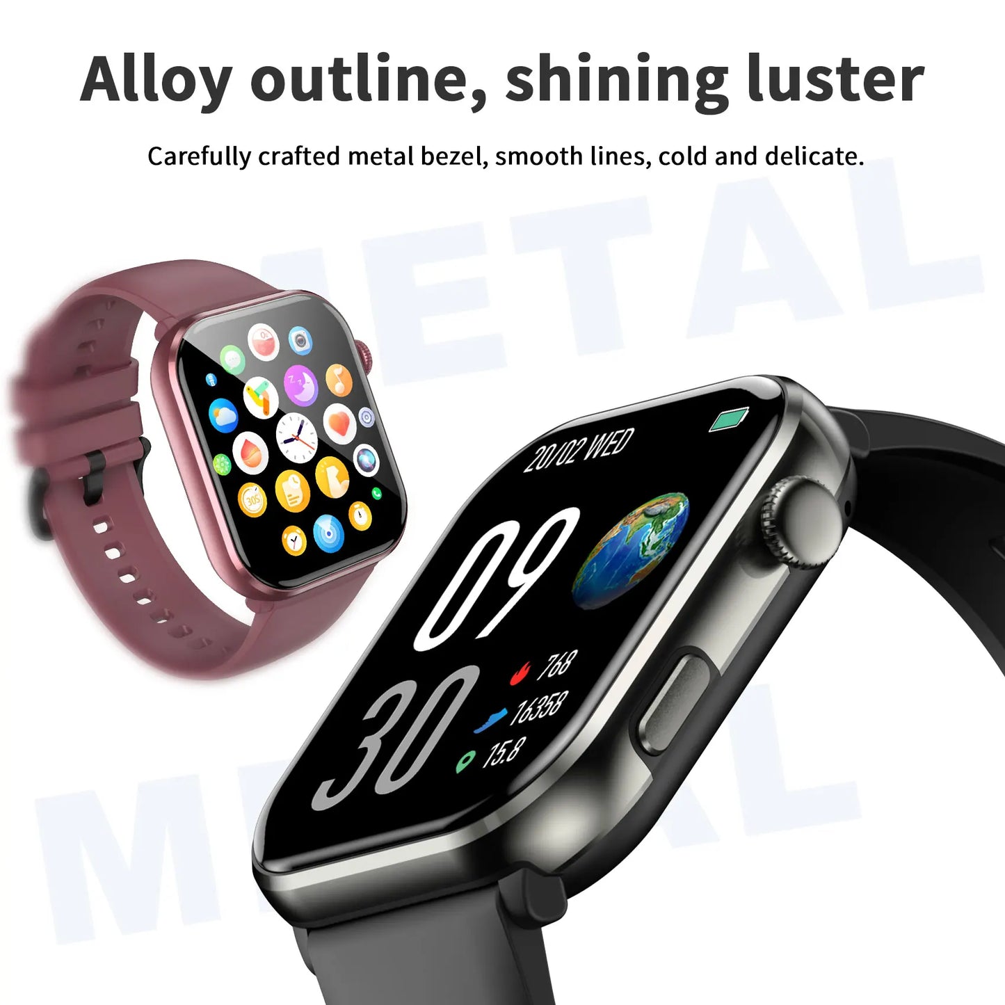 Blackview 800mAh 1.96'' AMOLED Screen R60 Bluetooth Call Smartwatch Blood Oxygen Health Monitoring for Men Women Fitness Tracker