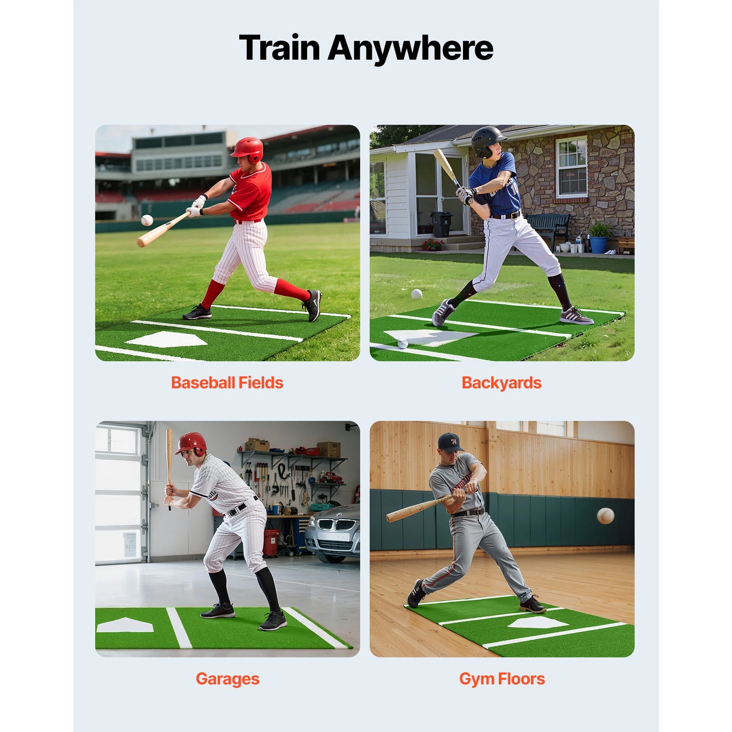 SucceBuy 10x3.8 ft/12x6 ft Baseball Hitting Turf Mat Softball Batting Practice Equipment with Home Plate Portable for Outdoor