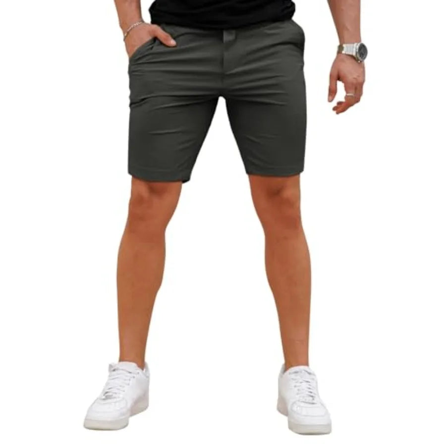 Mens Casual Dress Shorts Stretch Slim Fit Quick Dry 9 Inch Inseam