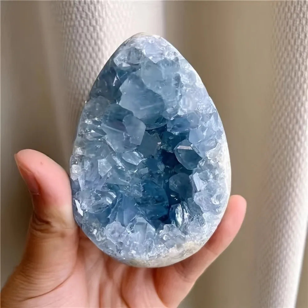 400-600g  Celestite Geode Cluster Semi Precious Stones Crystal Stones  Healing Authentic  Carving Crystal  Gemstones Decoration