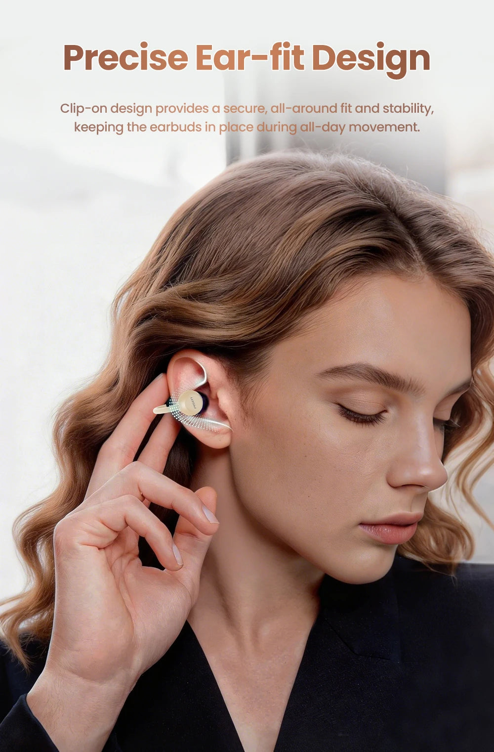 PISEN Wireless Bluetooth 6.0 Hi-Res Ear Clip Earphones 360° Directional Sound Field Long Battery Life Sports Clip Earbuds 30H Pl