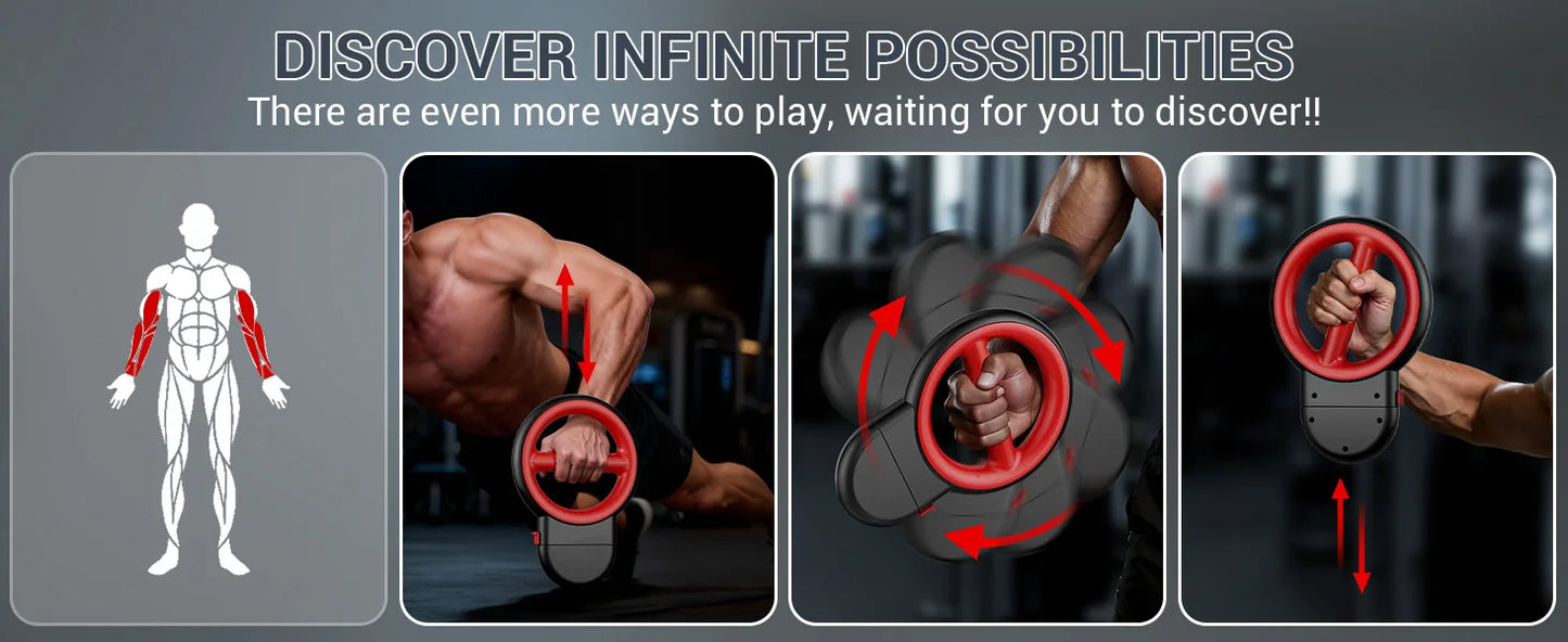 3-in-1 Upper Body Strength Trainer - Detachable Rotator Burn Machine, 360°Hand-Crank Forearm Trainer & Resistance Band, Portable Home/Gym Equipment for Men & Women