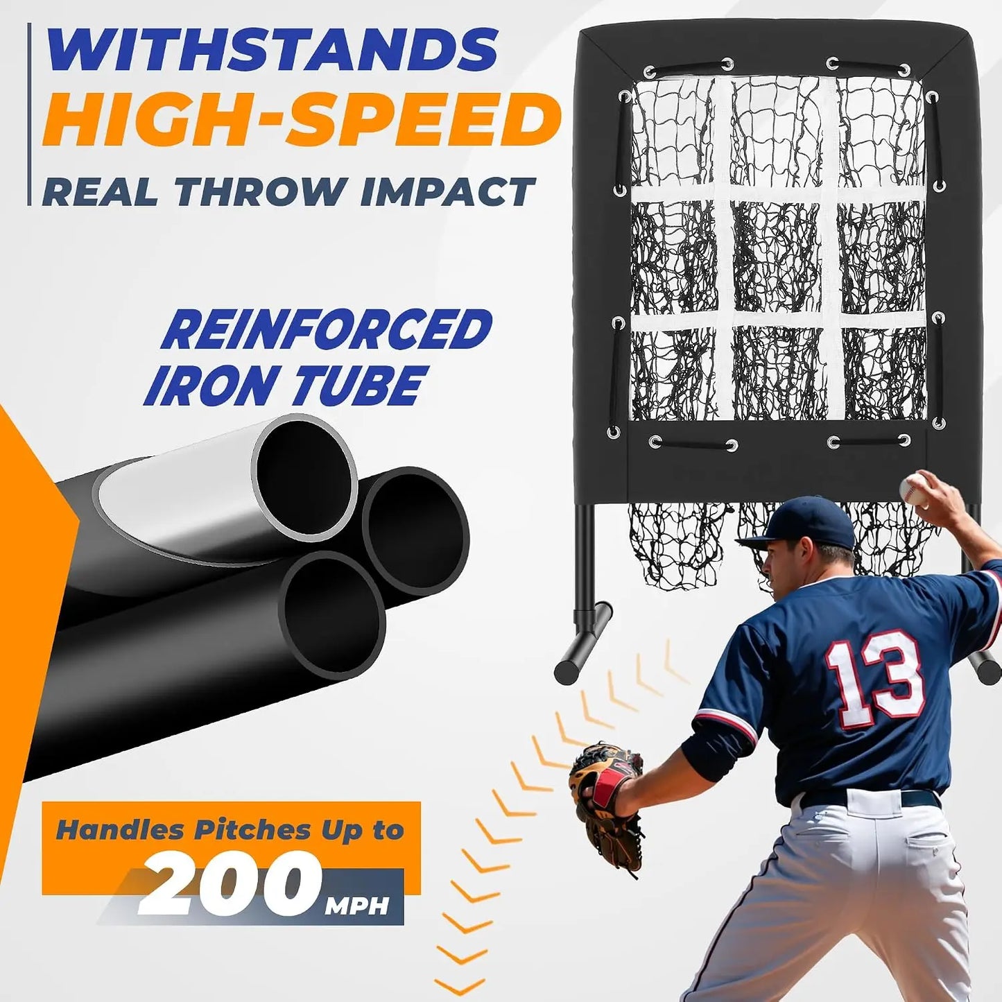 9 Hole Pitching Net, Portable Quick Setup Baseball Softball Nine Pocket Pitching Target with Strike Zone, Height Adjustable Pitcher Training Equipment with Carry Bag, 4 Ground Stakes