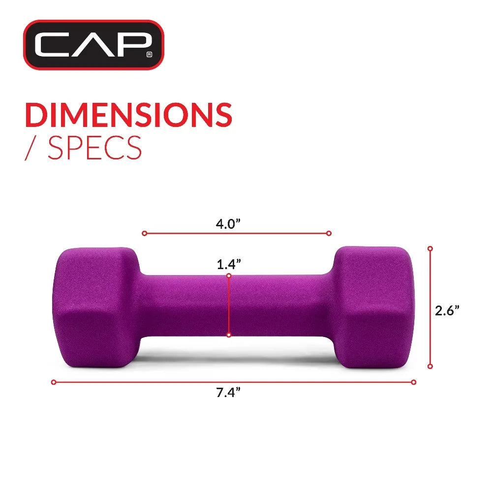 Neoprene Coated Hexagon Dumbbell 5 Pound Set for Home Gym Fitness Workout Strength Training