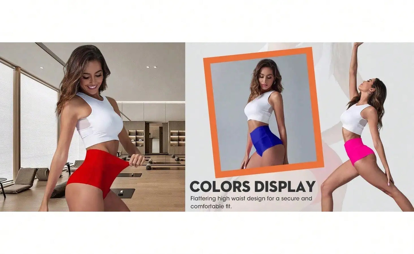 Women's High Waist Yoga Shorts with Pockets, Booty Lifting Workout Leggings, Athletic Compression Sport Shorts