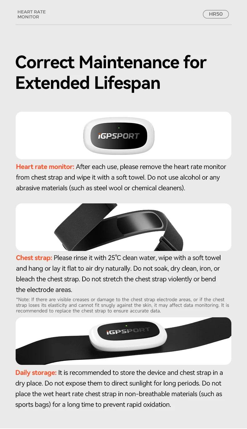 iGPSPORT HR50 Heart Rate Monitor Chest Strap Fitness Running Sport Heart Rate Sensor for Gym Cycling