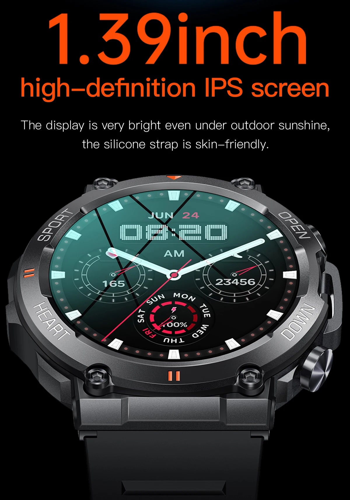 SENBONO Men's Smart Watch  Big Screen Bluetooth Call 400mAh Military Outdoor Sports Fitness Tracker Smartwatch Men Women K56