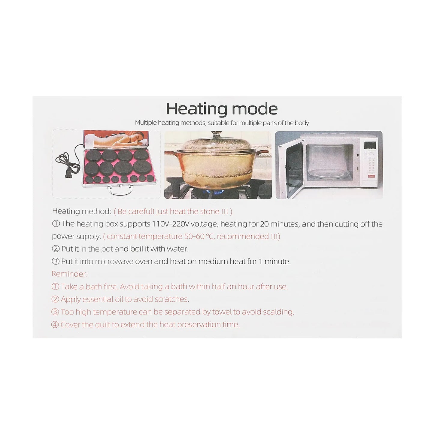 18 Volcanic Rocks Hot Stones Massage Set, 60-70 ℃used Hot Stones Body Massage Set, for Massage, Scraping, Hot Compress