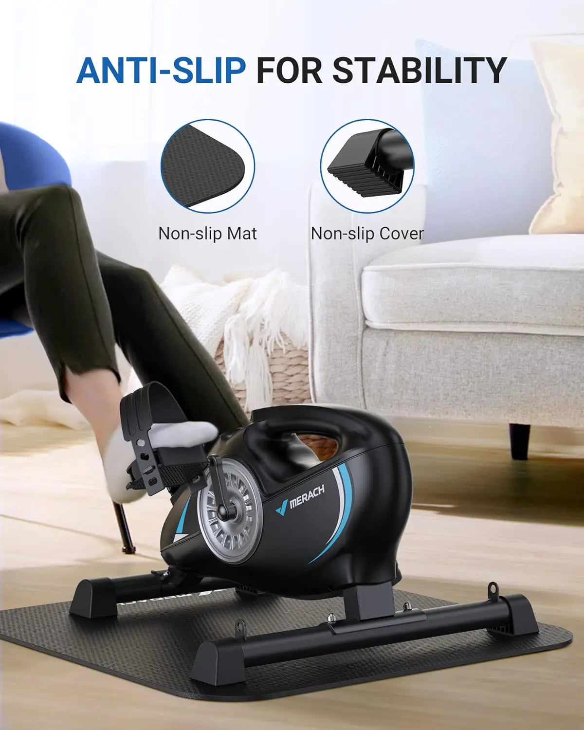 Quiet Magnetic Under Desk Bike, Mini Exercise Pedal for Arm & Leg Recovery, Physical Therapy, Smooth Foot Cycle with App