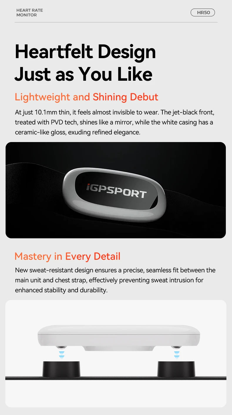 iGPSPORT HR50 Heart Rate Monitor Chest Strap Fitness Running Sport Heart Rate Sensor for Gym Cycling