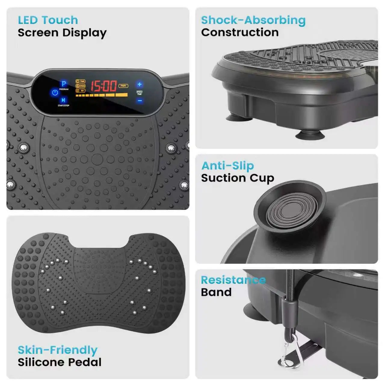 Smart Vibration Plate Exercise Machine With LED Light Strip Deep Muscle Full Body Workout Fitness Platform with 200 Adjustable Speed Levels 10 Training Modes for Weight Loss Toning & Relaxation