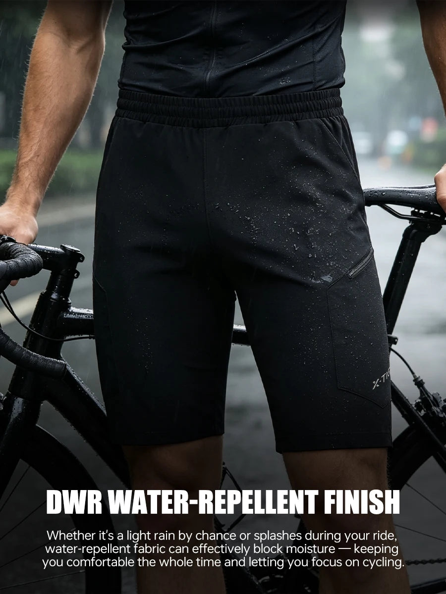 X-TIGER 2 in 1 Cycling Shorts Double Layer Loose Casual MTB Padded Shorts Waterproof Wearproof For Mountain Off-road Urban Commute Daily Wear