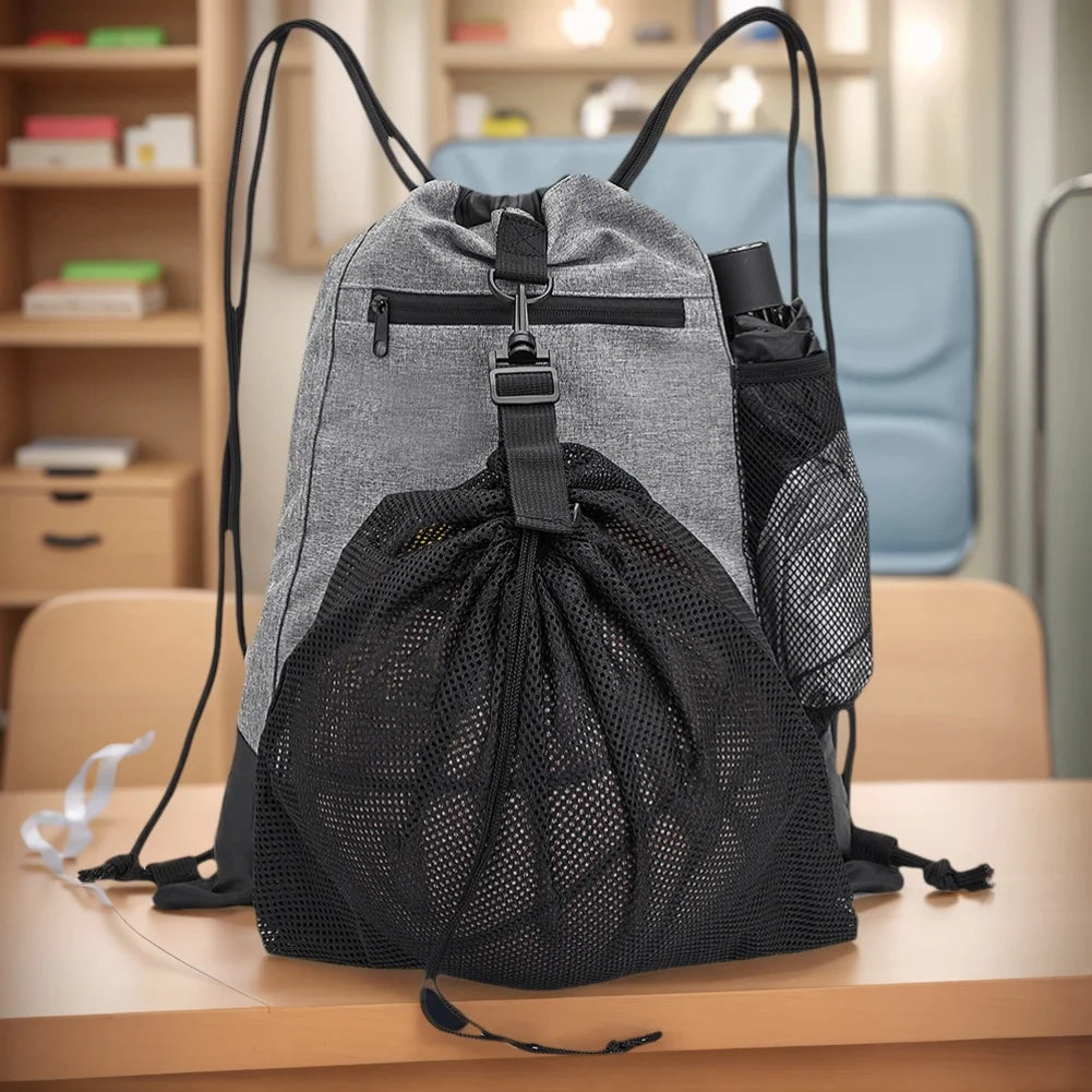 Drawstring Basketball Backpack Foldable Soccer Backpacks Women Yoga Bag Gym Sackpack With Detachable Mesh Bag For Outdoor Sports