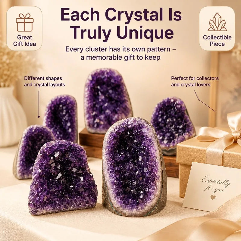 Collection grade selection of heavy-duty natural Brazilian purple crystal clusters, mineral specimen ornaments, random styles, crystal desktop home and office decorations, unique mineral display ornaments, crystal collection