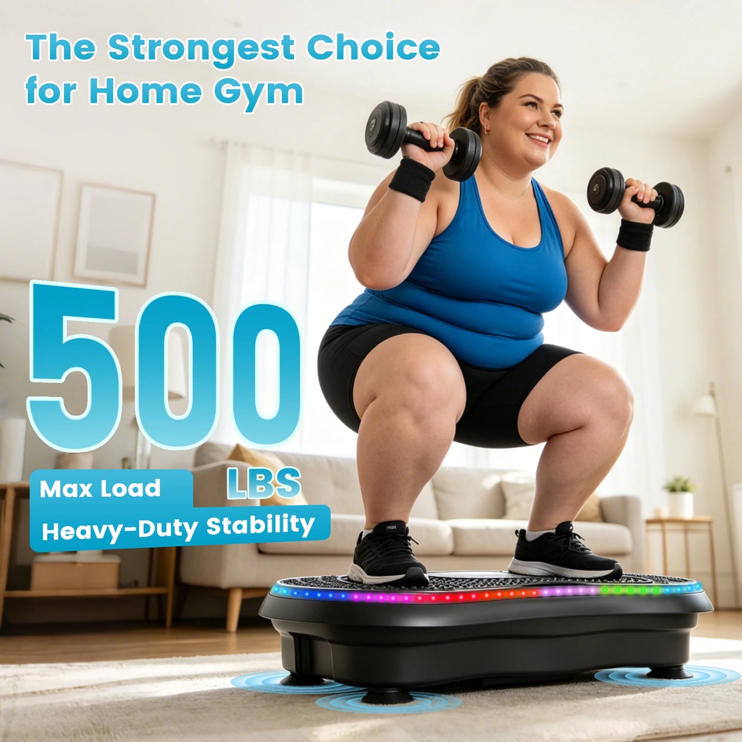 Smart Vibration Plate Exercise Machine With LED Light Strip Deep Muscle Full Body Workout Fitness Platform with 200 Adjustable Speed Levels 10 Training Modes for Weight Loss Toning & Relaxation