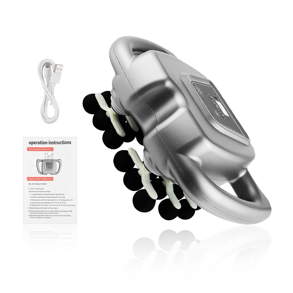18/24 Heads Fascia Gun Red Light Deep Tissue Muscle Massager Wireless Massage Gun for Back Waist Leg Body Muscle Relaxation Home Gym