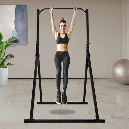 Foldable Pull Up Bar, Power Tower Dip Station, Adjustable Height Multifunction Fitness Training Equipment 440LBS
