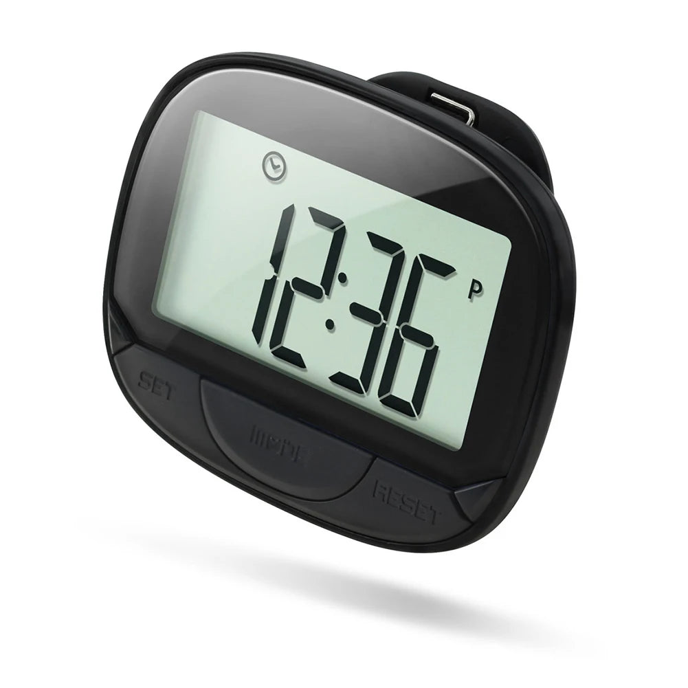 Clip-On Pedometer Electronic Pedometer Digital Display Simple Step Tracker Large Screen Multifunctional for Adults Seniors Dog