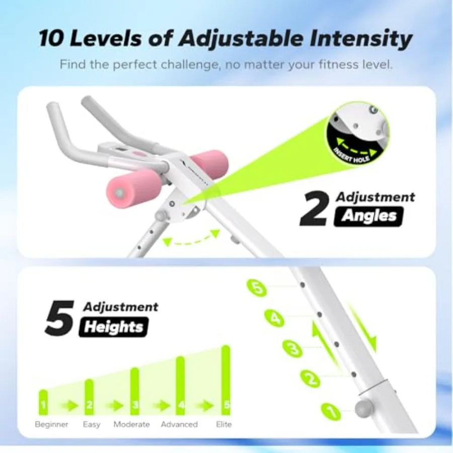 Home gym ab machine: adjustable foldable abdominal trainer with knee protection black steel frame for effective stomach workout