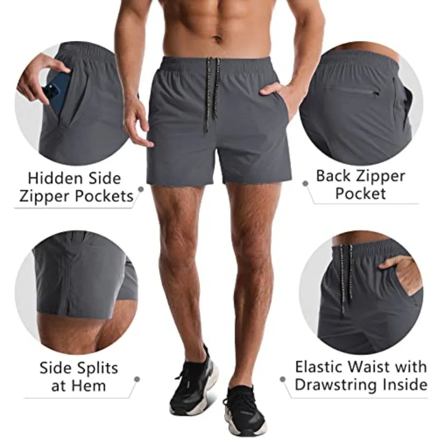 2 Pack Mens Athletic Shorts 5 Inch Quick Dry Gym Workout Shorts Men Lightweight Sports Running Shorts with Pockets