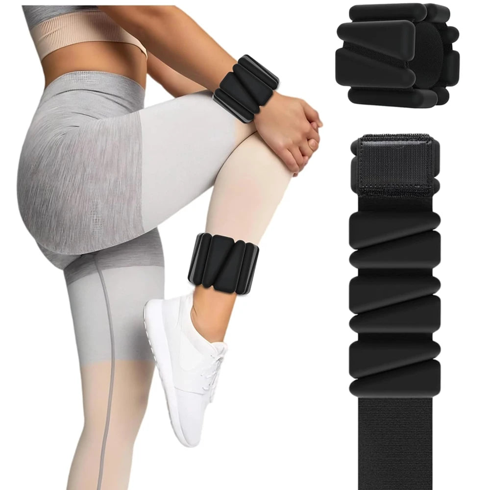 1Pair 2-4lbs Adjustable Wrist & Ankle Weights - Silicone Weighted Bracelets for Women Men - Yoga,Running,Pilates,Water Exercises