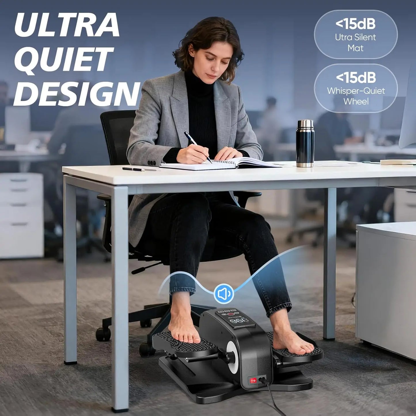 Under Desk Elliptical Machine for Seniors, Mini Leg Exerciser with Remote, Quiet Portable Electric Seated Foot Pedal Exerciser for Home Office