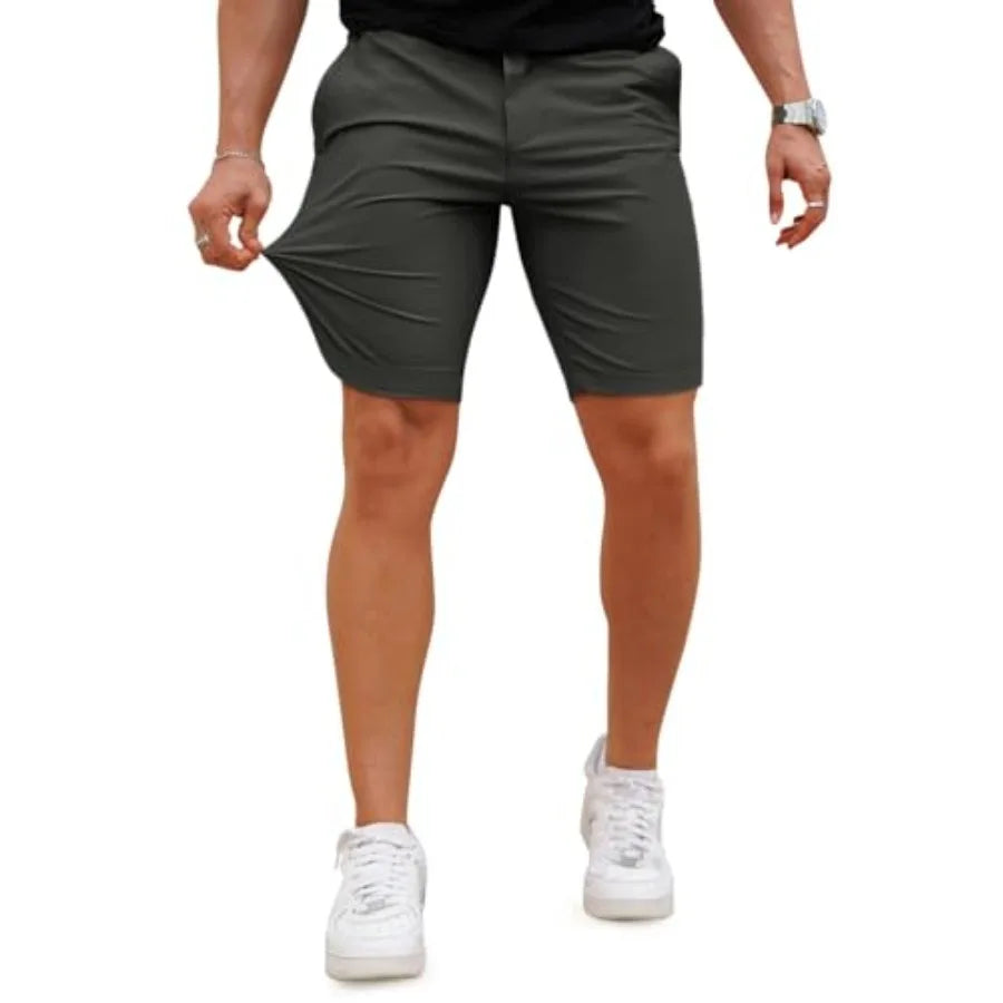 Mens Casual Dress Shorts Stretch Slim Fit Quick Dry 9 Inch Inseam