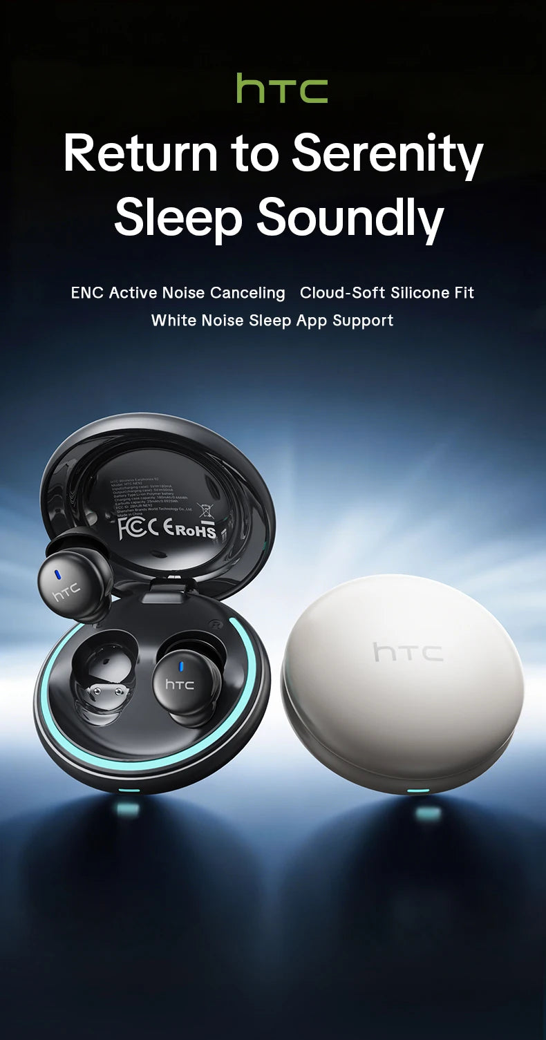 HTC NE92 Wireless Bluetooth 6.0 Sleep Earbuds In Ear Headphones Mini Invisible Earbuds 30H Playtime Comfortable Secure Fit Side Sleep Earphones HiFi Stereo Sound Noise Isolation for Sleeping Travel Office Relaxation Compatibl