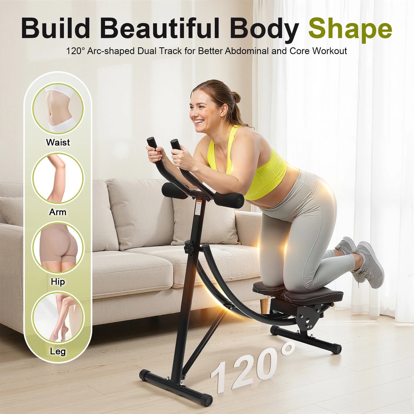 Ab Trainer Abdominal Multi-Functional Adjustable Workout Bench with LED Monitor 330lbs Capacity for Men, Women