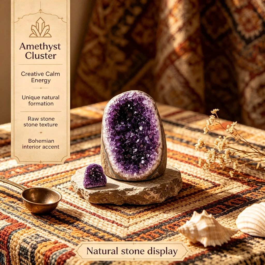 Bohemian style natural amethyst cluster, with random styles, suitable for jewelry making, home decoration, unique Valentine's Day, Thanksgiving and Mother's Day gifts, daily home, office and study decoration